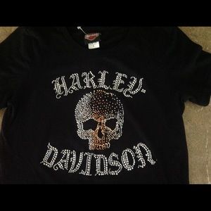 HARLEY DAVIDSON*BLING SHORT SLEEVE TOP! Small